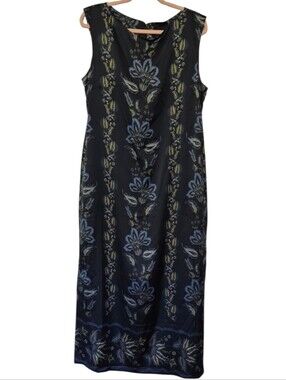 Alex Marie Autumn Blues Floral Sleeveless Maxi Dress Size 12 NWT